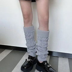 Lbsfy Women Thickened Knitted Leg Covers Vintage Winter Warm Calf Socks Cashmere Y2K Harajuku Japanese JK Mid Tube Socks Leg Warmers