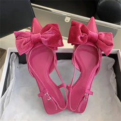 LBSFY -Spring Fashion Butterfly-knot Buckle Strap Pumps Women Pointed Toe Square Heel Dress Casual Mule Ladies Sandals Shoes