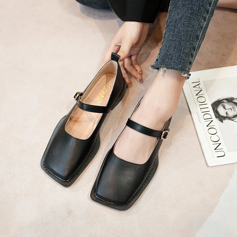LBSFY  -  Spring and Autumn Women's Pumps Leather Shoes Ladies Casual Shoes Fashion Flat Loafers British Style Office and Banquet Loafers