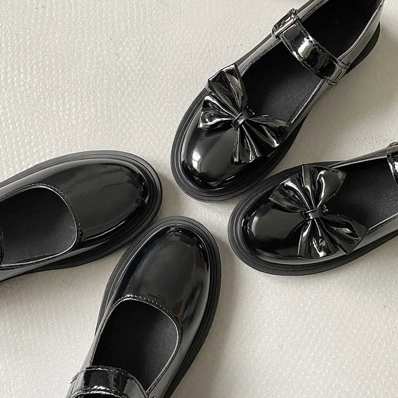 LBSFY -Women Black Lolita Shoes Casual Platform Mary Janes Heels Women Vintage Pumps for Women College Student Low Heel Women's Shoes