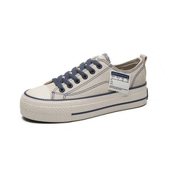 LBSFY -Solid Color Low Cut Korean Style Casual Thick Soled Canvas Shoes for Women Versatile Thick Soled Shoes for Heightening