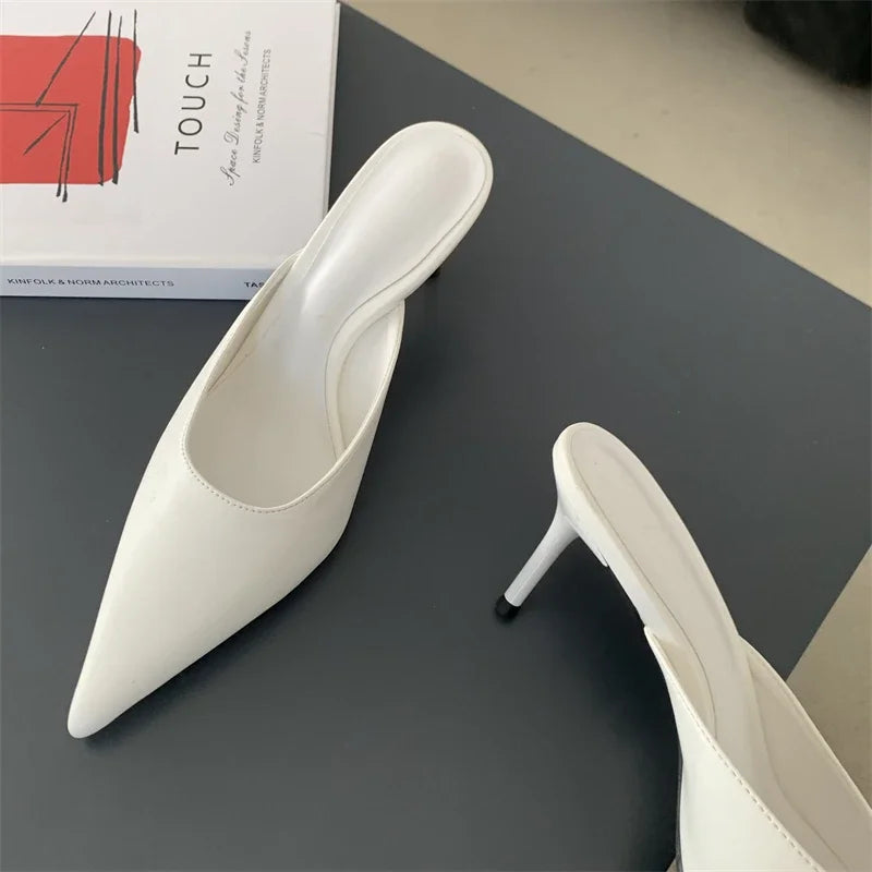 LBSFY -Spring New Brand Women Slipper Pointed Toe Slip On Ladies Mules Thin Low Heel Outdoor Dress Sandal Shoes