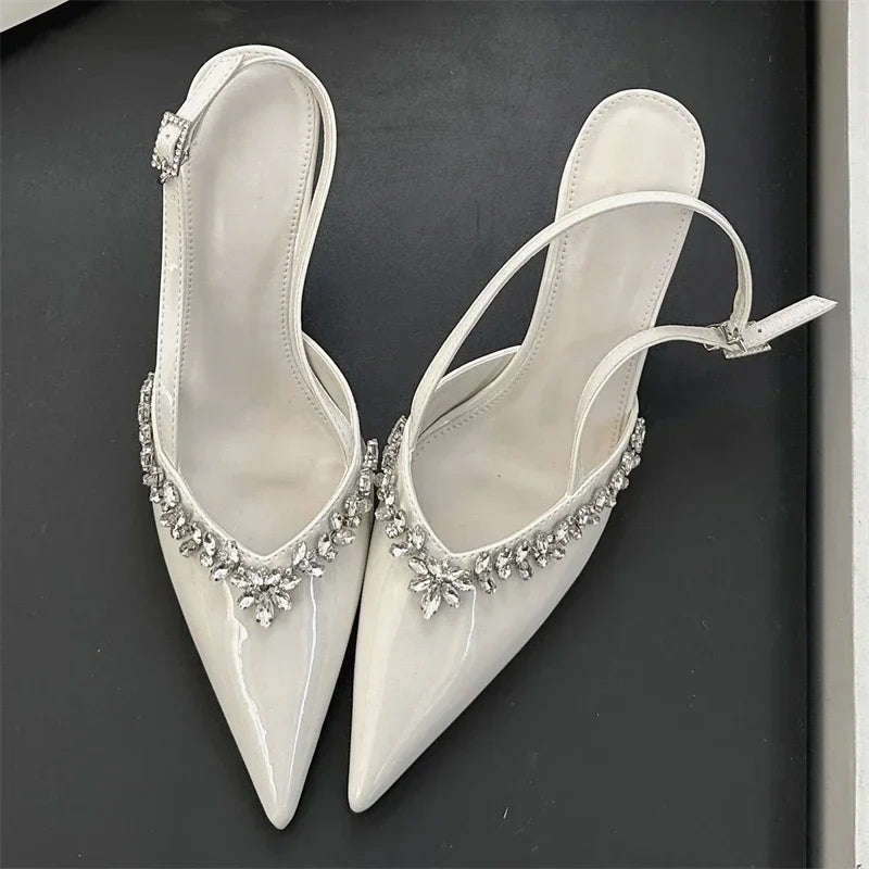 LBSFY -2025 Sexy CRYSTAL Buckle Strap Women Pumps Fashion Pointed Toe Thin Heels Sandals Party Prom Mules Shoes Zapatos Mujer