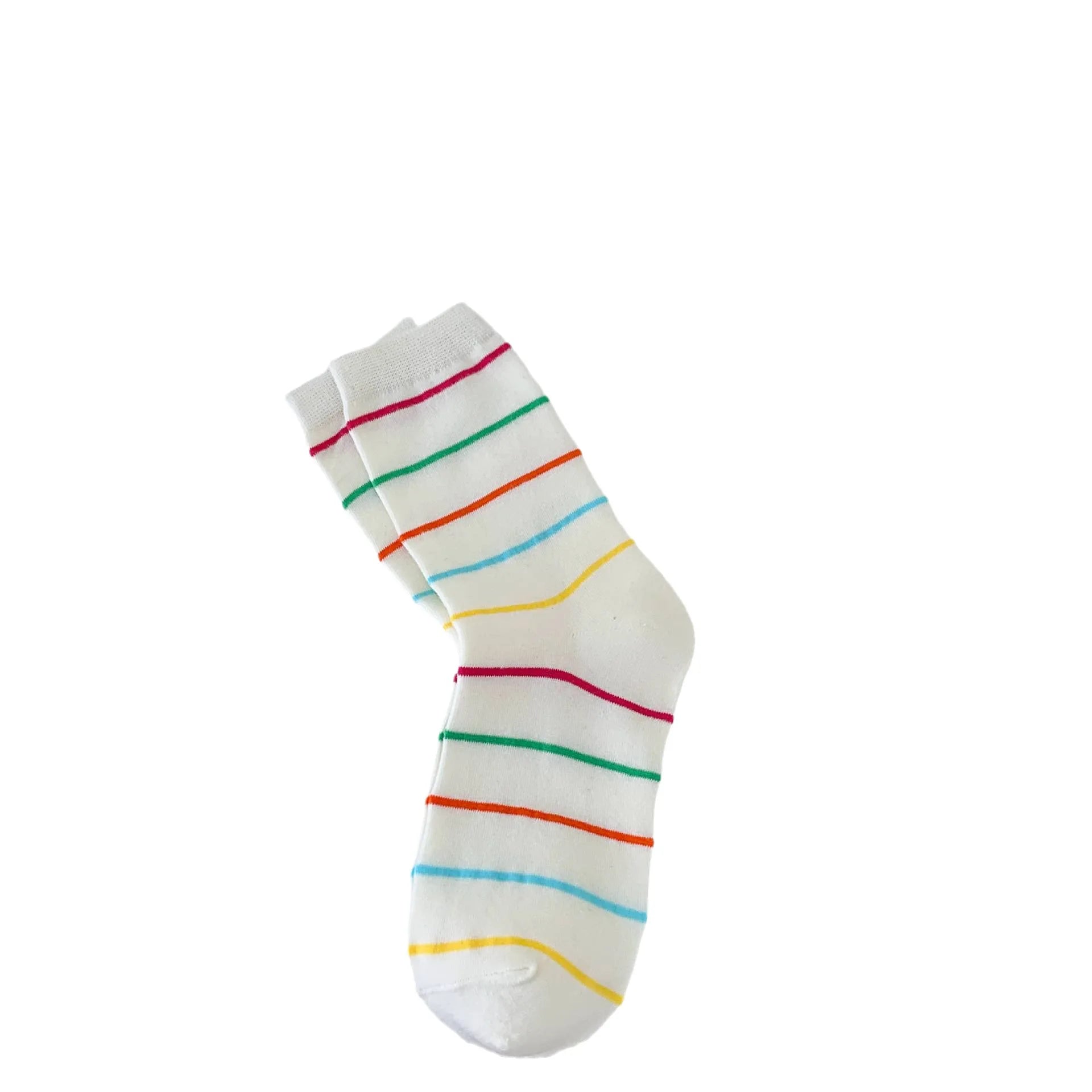 Lbsfy Women Socks Cotton Spring Autumn Female Polka Dot Striped Girls Gift White Sweet Style Simple Lovely Cute Kawaii Mid-tube Socks