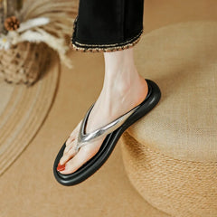 LBSFY  -  2024 New Genuine Leather Women Shoes Outdoor Beach Slippers Fashion Casual Summer Women Flip-flops Female Soft Shoes 34-40