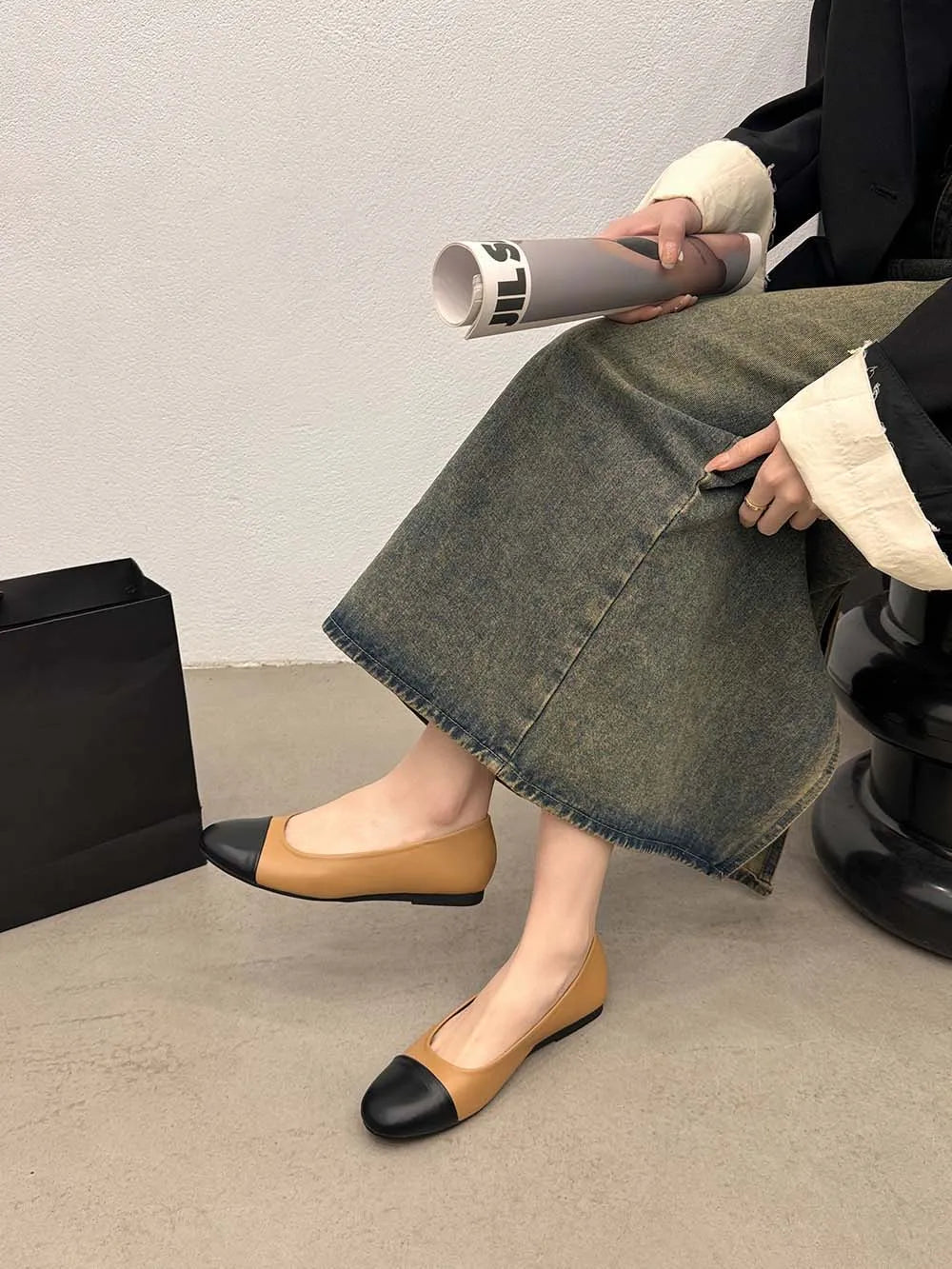 LBSFY  -  Round Toe Women Loafers 2024 New Arrivals Autumn Spring Dress Shoes Black Beige Brown Low Heeled Shallow Casual Mary Janes Mules