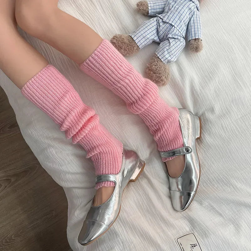 Lbsfy Y2K Leg Warmers Footstep Japanese Lolita Sock Cover Macaron Color Socks Knitted Foot Cover Women Socks Gothic Cuffs Ankle Warmer