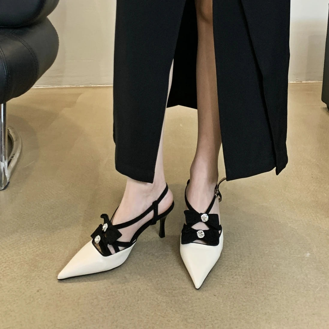 LBSFY  -  Floral Pointed Toe Mule Shoes Women Bow Slingback Sandals Summer Fashion Low Heel Sandals Women Pumps Flowers Sandals Female