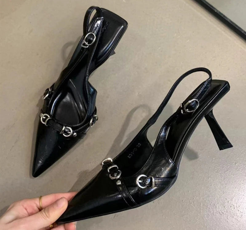 LBSFY   Summer Pointed Toe Women Sandals Fashion Shallow Singbacks Shoes Ladies Dancing Party Pumps