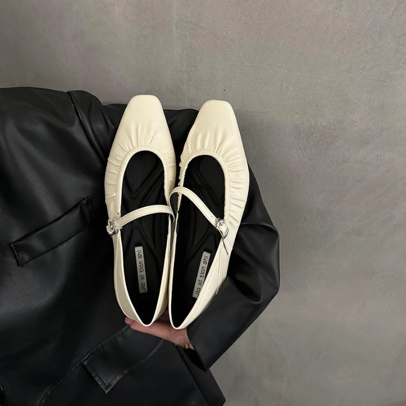 LBSFY -Luxury Designer Women Mary Jane Flat Shoes Fashion Shallow Buckle 2024 Ladies Comfort Soft Sole Flat Heel Ballerina Shoes