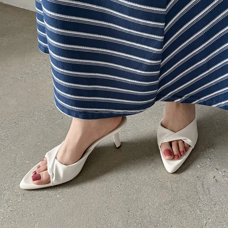 LBSFY  -  Fashion Sandals Women's New High Quality Pointed Open Toe Flipped High Heel Slippers Modern Summer Open Shoes
