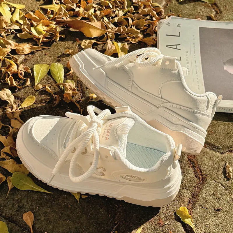 LBSFY  -  Women Vintage Breathable White Platform Sneakers Thick Heel Cute Sneakers Casual Running Platform Y2K Lolita Sport White Shoes