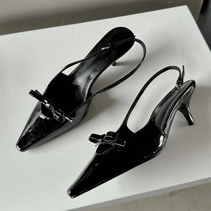 LBSFY -Fashion Slingbacks Pointed Toe Woman Pumps Sandals Elegant Wedding Party Buckle Strap Thin Heels Female Shoes