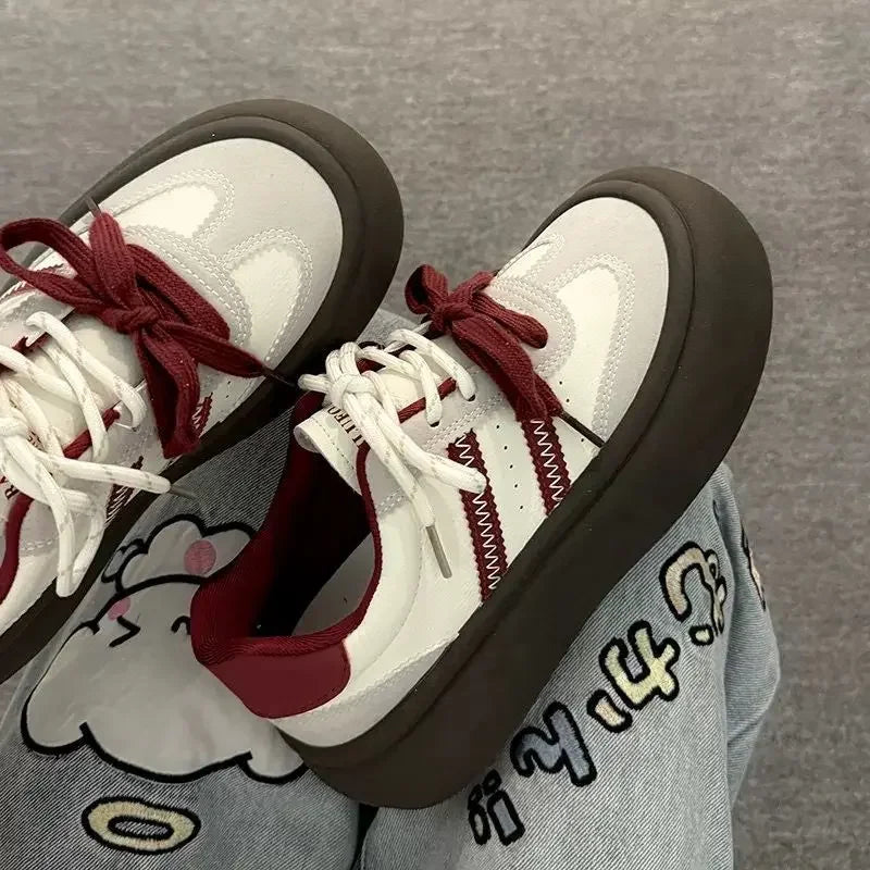 LBSFY  -  Platform Sports Shoes Vintage Red Women Sneakers Tennis Female Casual Vulcanize Spring Summer 2025 Harajuku Footwear