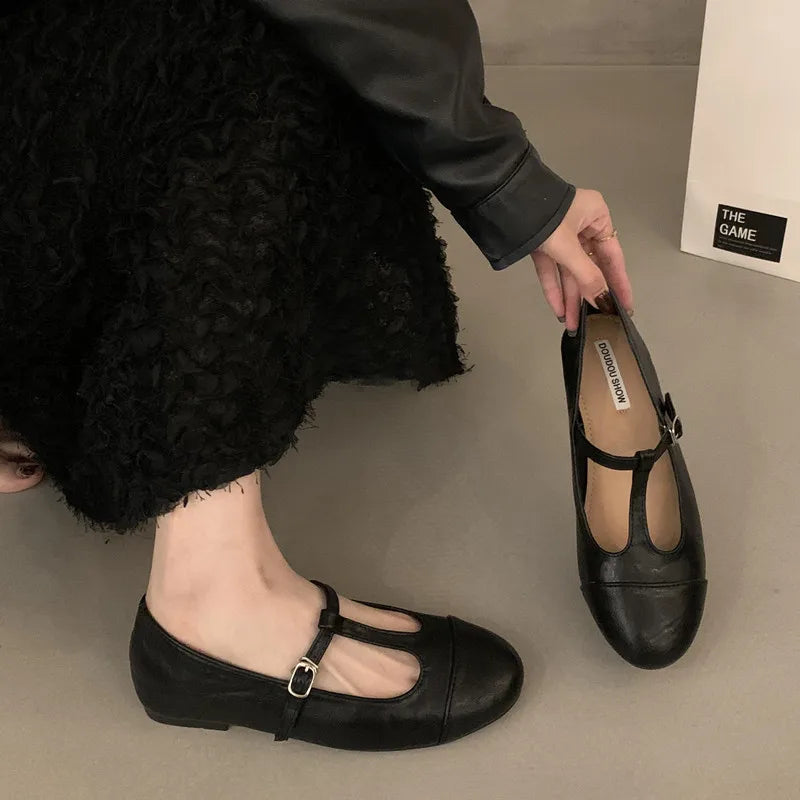 LBSFY  -  Women Flats Fashion Round Toe Shallow Slip On Ladies Soft Ladies Mary Jane Ballerinas Flat Heel Casual Ballet Shoes Muj