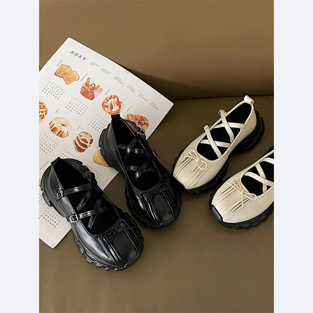 LBSFY -Summer Chunky Women Sports Shoes Fashion Shallow Butterfly-knot Platform Flat Shoes Ladies Casual Outdoor Mary Jane Shoes 2025
