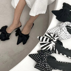 LBSFY  New Summer Concise Pointed Toe Women Slippers Fashion Butterfly-knot Flats Party Mules Slide Shoes