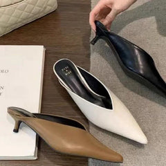 LBSFY - Spring New Brand  Women Slipper Pointed Toe Slip on Ladies Mules Thin Low Heel Outdoor Dress Sandal Shoes