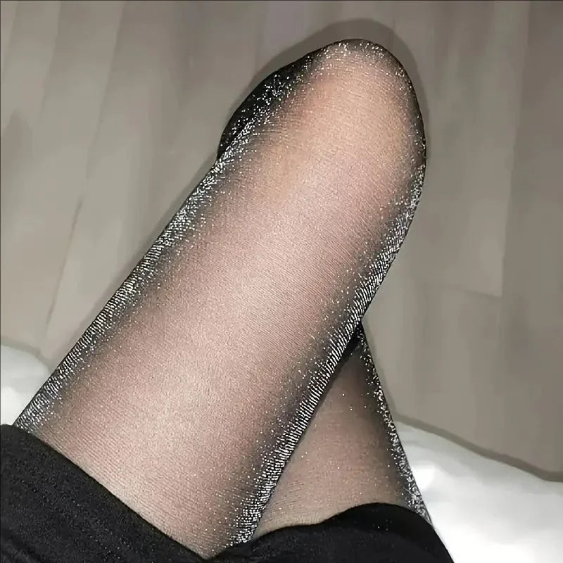 Lbsfy Shiny Silk Pantyhose Transparent Tights for Women Underwear Glitter Bright Hosiery Ladies Slim Thigh High Panty Stockings