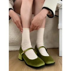 LBSFY  -  Gentle retro French Mary Jane women's shoes 2024 new autumn and winter small square head high heels thick heel shoes