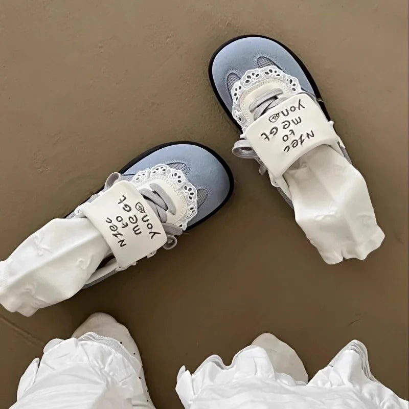 LBSFY -Cute Doughnut Shaped Women's Sneakers Retro Style Versatile Student Sports Casual Board Shoes Comfortable Polyurethane Insoles