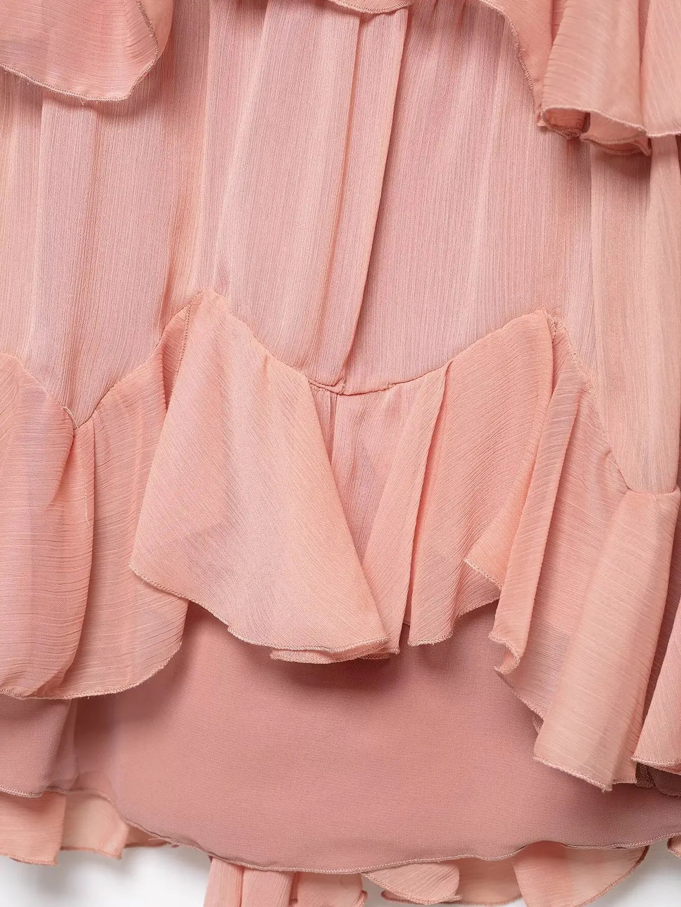 LBSFY -Asymmetric Ruffle Hic Party Dress For Summer V-neck Solid Color Pink Fashion Women Slip Dress Streetwear Holiday Female Clothes