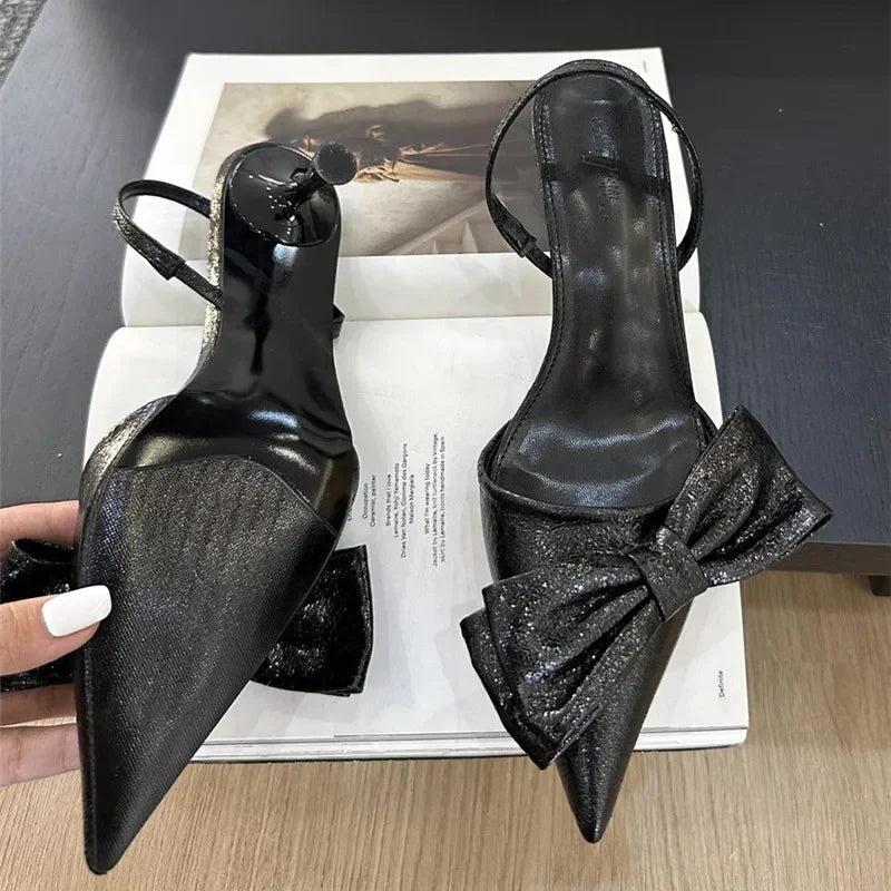 LBSFY  -  Bow Tie Pointed High Heel Sandals Women Fashion Designer Slingback Sandals Stiletto Heel Luxury Party Dress Shoes Pumps Female