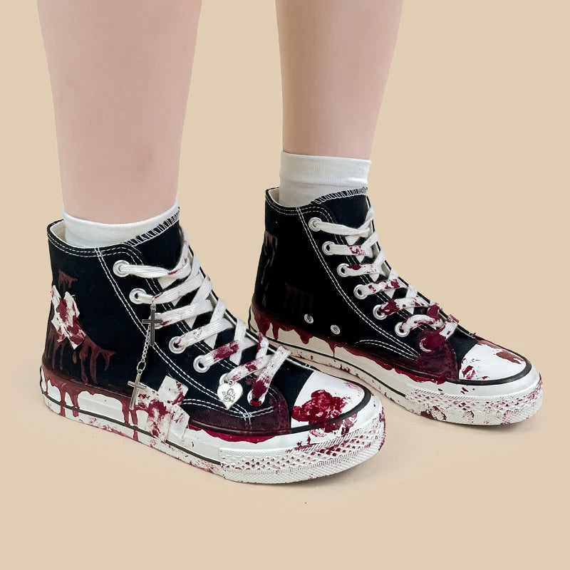 LBSFY  -  Sneakers High Top Graffiti Hand Painted Canvas Shoes Unisex Teenager Students Individual Shoes