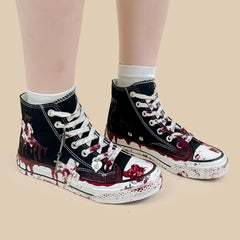 LBSFY  -  Sneakers High Top Graffiti Hand Painted Canvas Shoes Unisex Teenager Students Individual Shoes