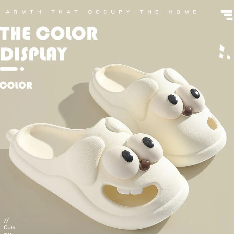 LBSFY - Kiss Slippers Big Eye Dog Slippers,Cute Funny Big Eye Dog Fun Cartoon Package Head Eva Slippers For Women