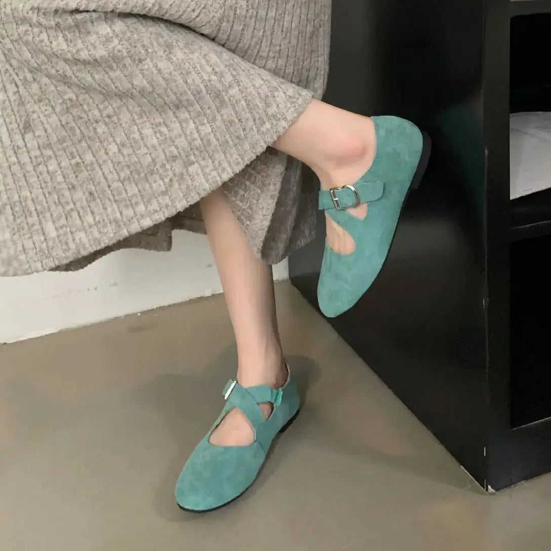 LBSFY  -   Red Ballet Flats Women Round Toe Elegant Shoes Mary Janes Slips Ballerinas Zapatos Mujer