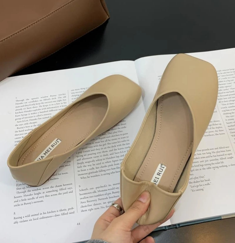 LBSFY -Women Cute Light Weight Spring Slip on Leather Flat Shoes Lady Casual Brown Office Casual Single Shoes Loafers Zapatos De Mujer