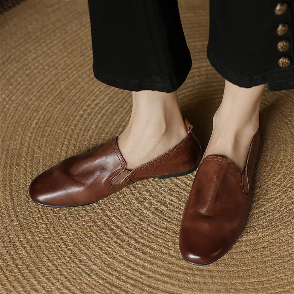 LBSFY  -  Women Genuine Leather 2025 Flats New Soft Leather Round Toe Casual Shoes Woman Flats Loafers Working Shoes