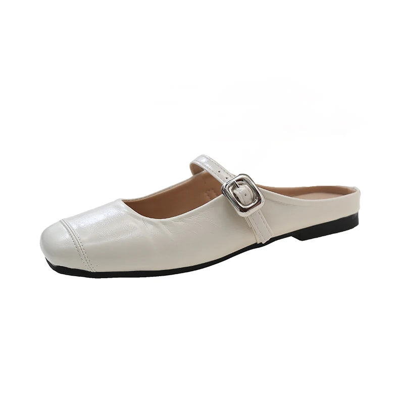 LBSFY -Fashion Solid Color Simple Slippers Elegant Casual Flat Wear-resistant Comfortable Fashionable Women's Muller Chaussure Femme