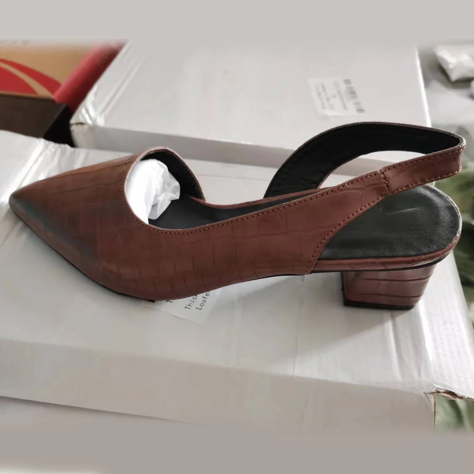 LBSFY -Women's Pointed Toes Pumps Mid Chunky Heels Slingback Sandals Shoes Summer New Vintage Woman Lady Female Sandals Slippers Shoes