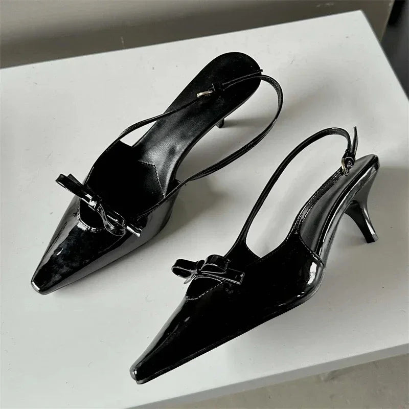 LBSFY -Fashion Slingbacks Pointed Toe Woman Pumps Sandals Elegant Wedding Party Buckle Strap Thin Heels Female Shoes