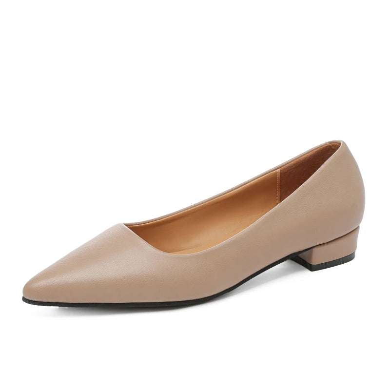LBSFY  -New Pointed Toe Shallow Mouth Square Heel Small Leather Shoes Women's Elegant Fashion High Heels Dress Shoes Zapatos Mujer