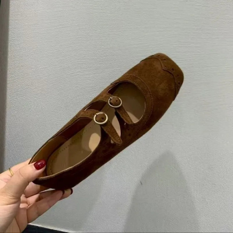 LBSFY -New Fashion Ladies Leather Flat Shoes Mary Jane Casual  Women Buckle Shoes Ladies Casaul Dress Low Heel Leather Shoes