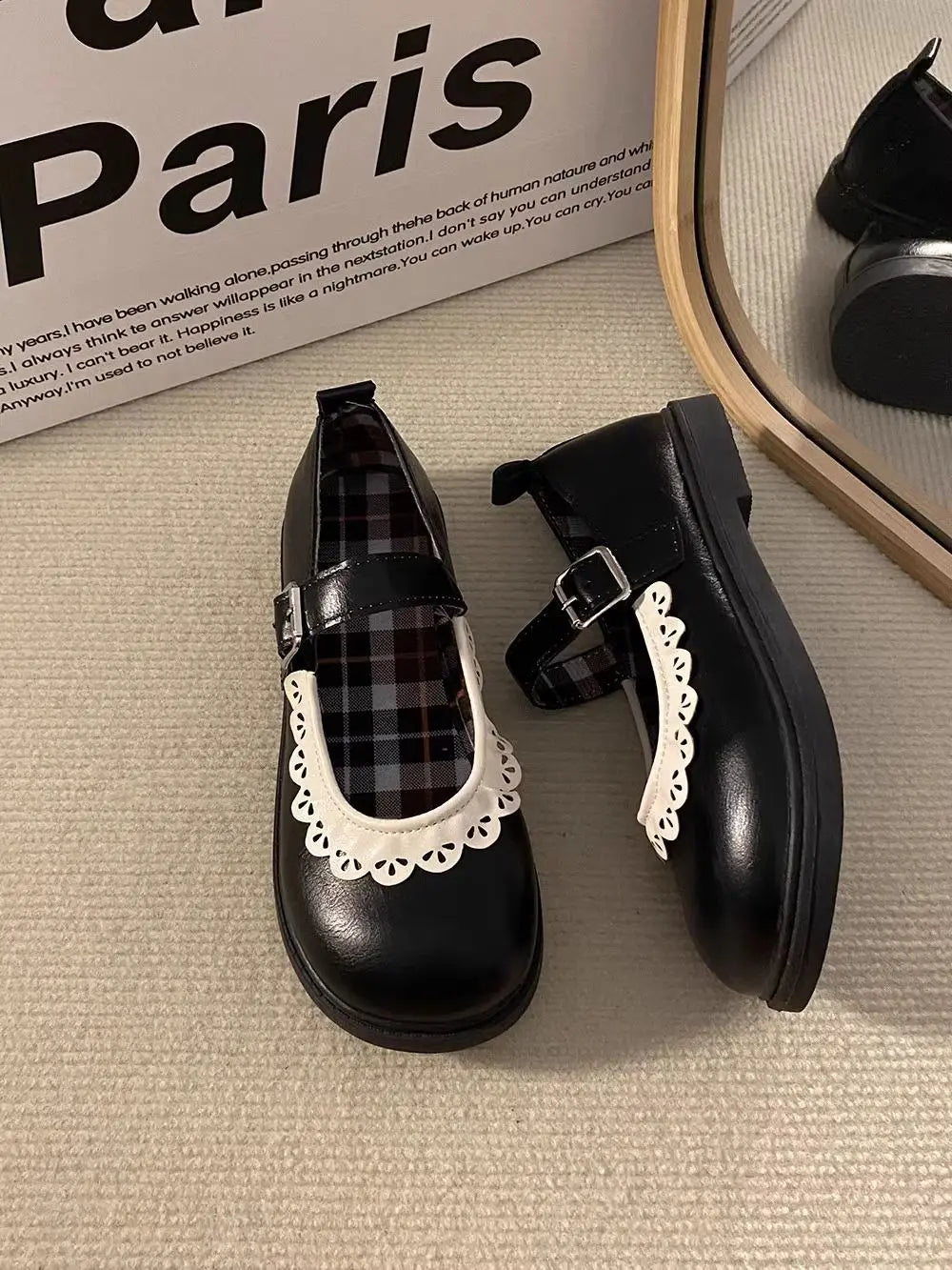 LBSFY -Woman Pumps Gothic Shoes for Women Kawaii Mary Jane Evening Black Cute Low Heel Elegant Japanese Style Lolita Round Toe L Korean