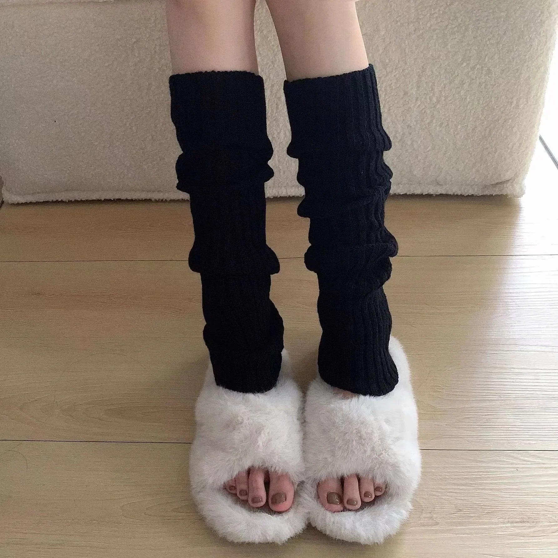 Lbsfy Socks Woman Autumn and Winter Leg Warmer Wide Legs Black White Lolita Socks for Women Stripe