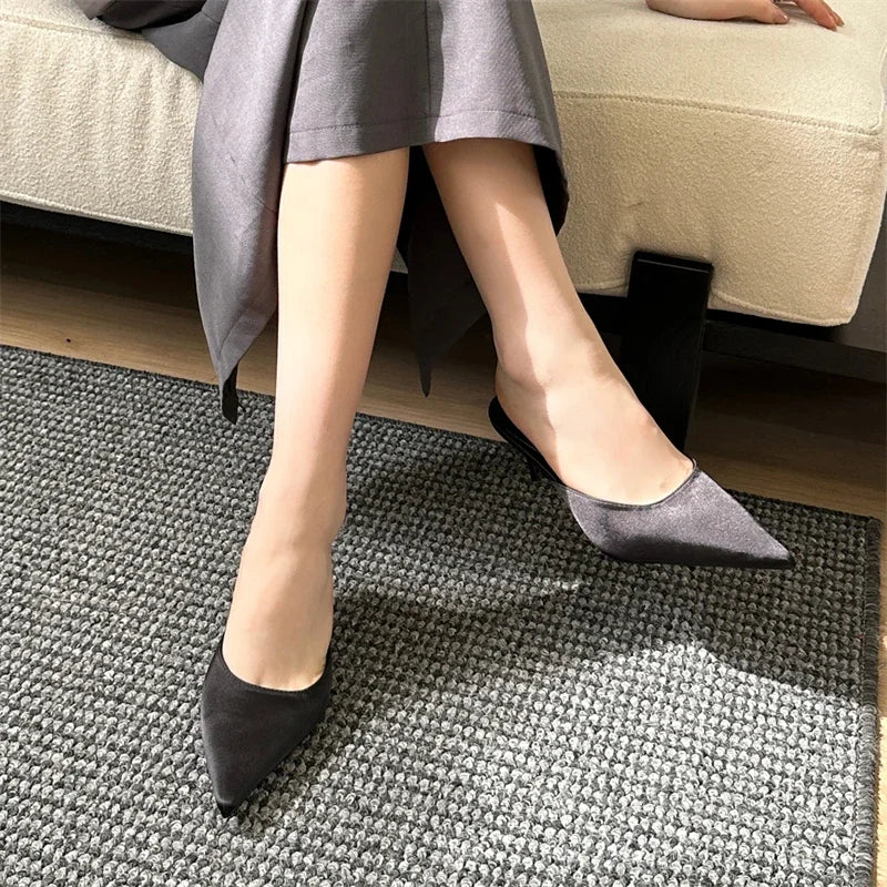 LBSFY -Fashion Concise Pointed Toe Women Slippers Thin Low Heels Casual Party Pumps Summer Slide Mules Shoes