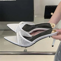 LBSFY -Summer Street Style Design Breathable Women Slippers Sexy Pointed Toe Thin High Heels Banquet Prom Mesh Shoes