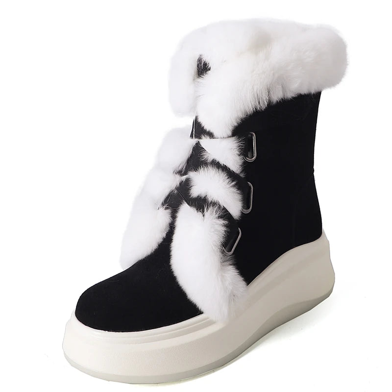 LBSFY  -   Snow Boots Women Thick Fur Warm Winter Boots Black Brown Platform Ankle Boots For Women Shoes