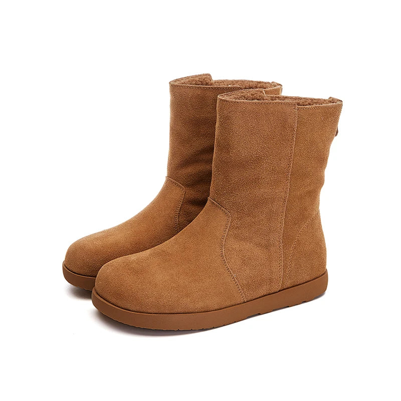 LBSFY  -  2025 new winter flat bottom female boots genuine leather women's snow boots non-slip women's ankle boots