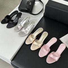 LBSFY -Summer Fashion Woman Slippers Slip On Thin Low Heels Party Stripper Dress Ladies Mules Slides Zapatos Mujer