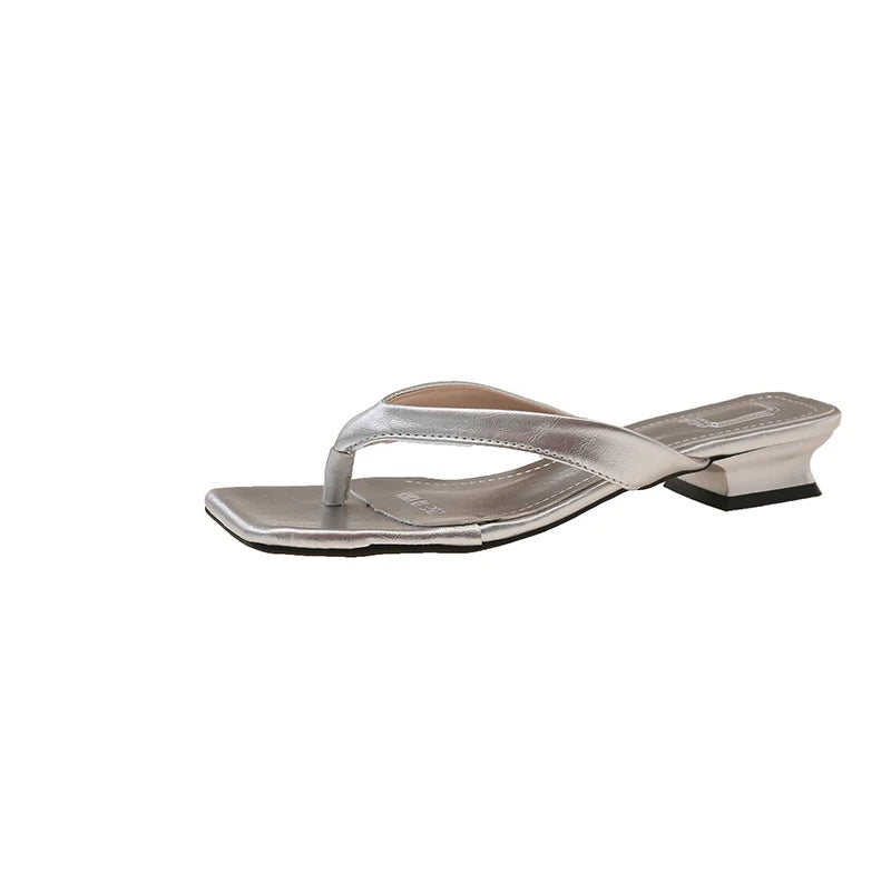 LBSFY -Summer Women Clip Toe Slippers Comfort Low Heel Slides Shoes Ladies Casual Dress Street Style Sandalis Flip-Flops Slippers