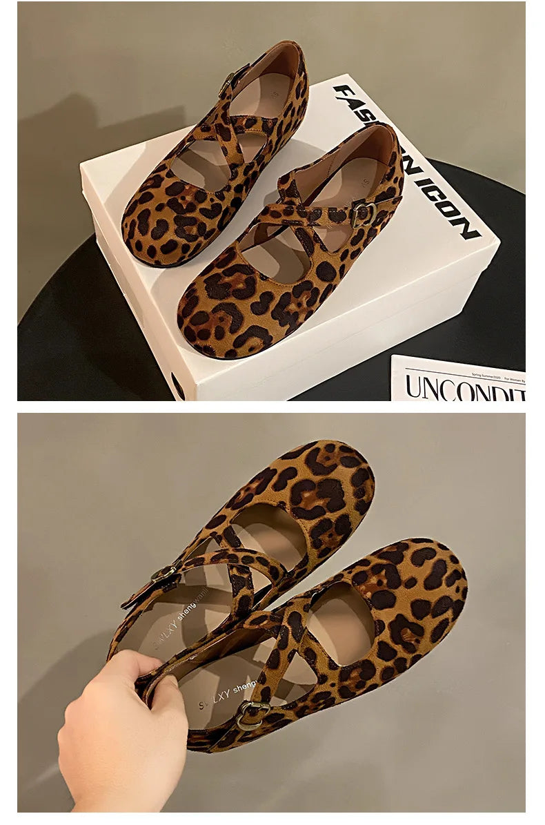 LBSFY -Retro Faux Suede Flat Internal Increase Women Dance Shoes 2025 Spring Autumn New French Casual Commuting Mary Jane Shoes Woman