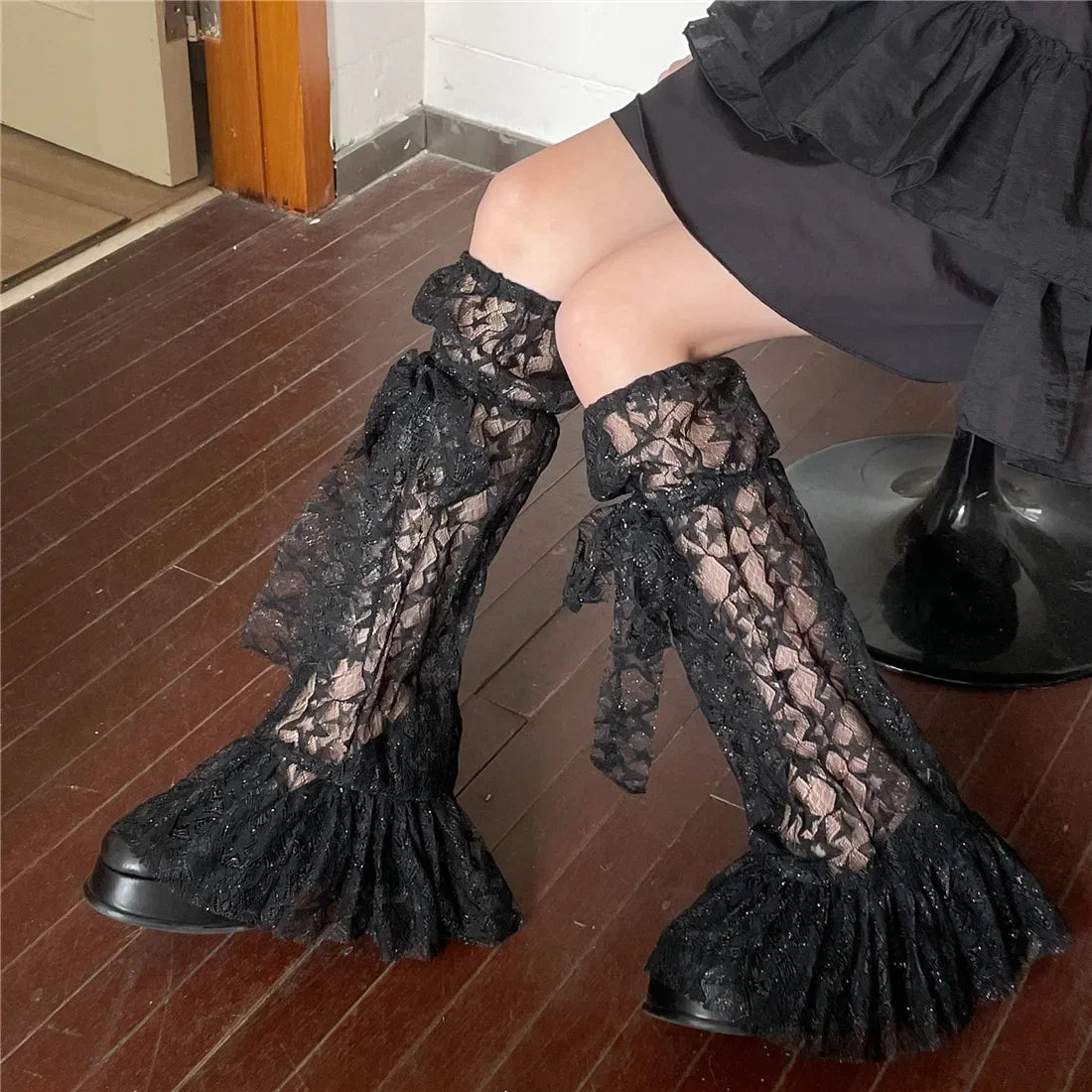 Lbsfy Y2k Sweet Lace Leg Cover Cover Plush Star Lolita Love Cute Lace Summer Thin Stockings Leg Warmers Japanese JK Accessories Sock