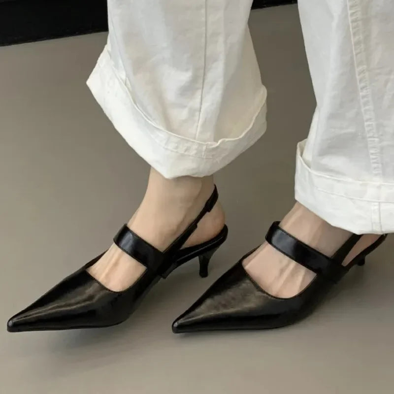 Lbsfy Fashion Slingback Sandals Female New Elegant Party Dress Shoes Sexy Red Office High Heels Mules Pointed Toe Pumps Women