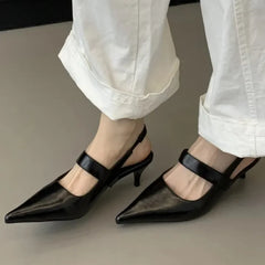 Lbsfy Fashion Slingback Sandals Female New Elegant Party Dress Shoes Sexy Red Office High Heels Mules Pointed Toe Pumps Women